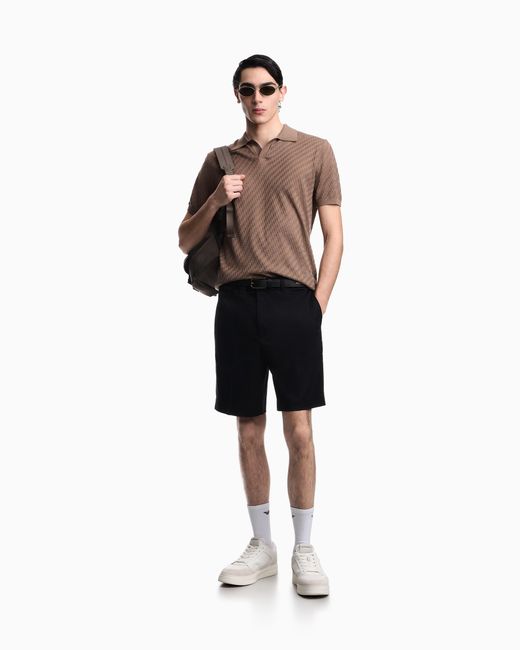 Emporio Armani Brown Lyocell-Blend Polo-Collar Link Stitch And Plain Knit Jumper for men