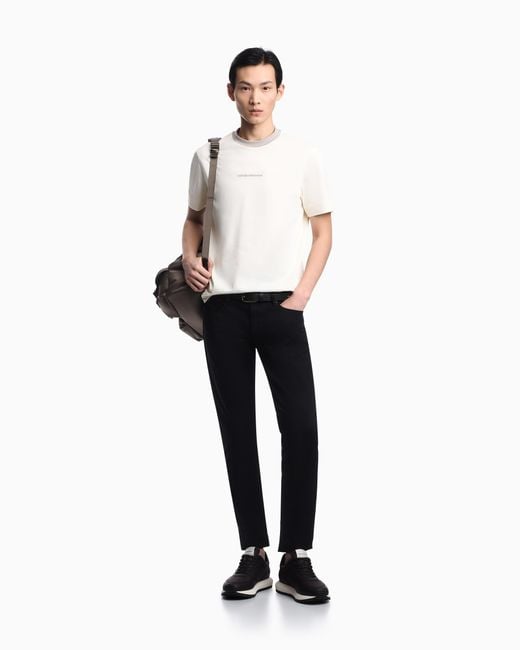 Emporio Armani White Heavy Jersey T-Shirt With Ea Generation Embroidery for men