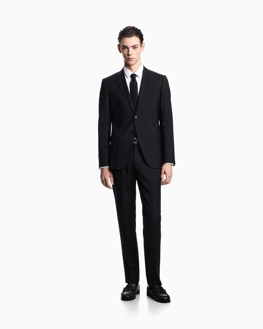 Emporio Armani Black Single-Breasted, Regular-Fit Suit for men