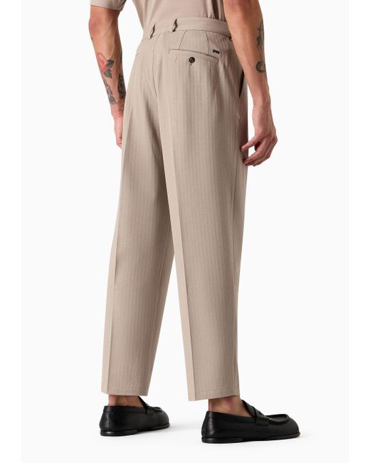 Emporio Armani Natural Jacquard Jersey Trousers With Darts And A Pleat for men