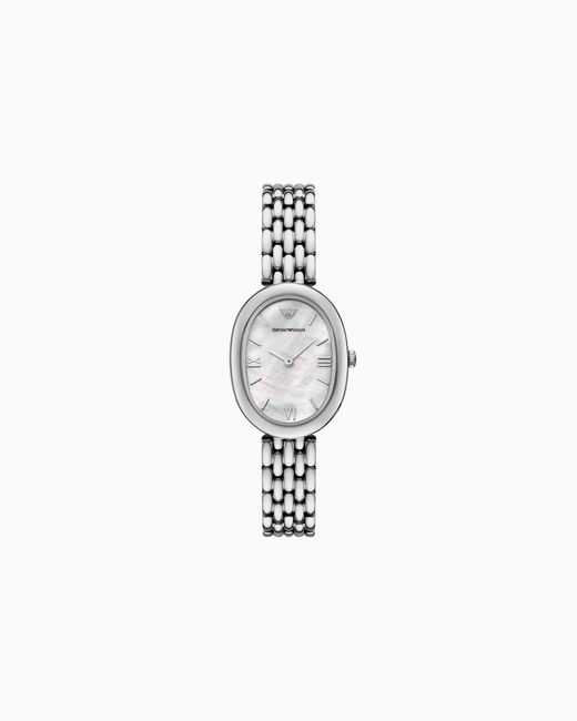 Emporio Armani White Two-Hand Stainless Steel Watch