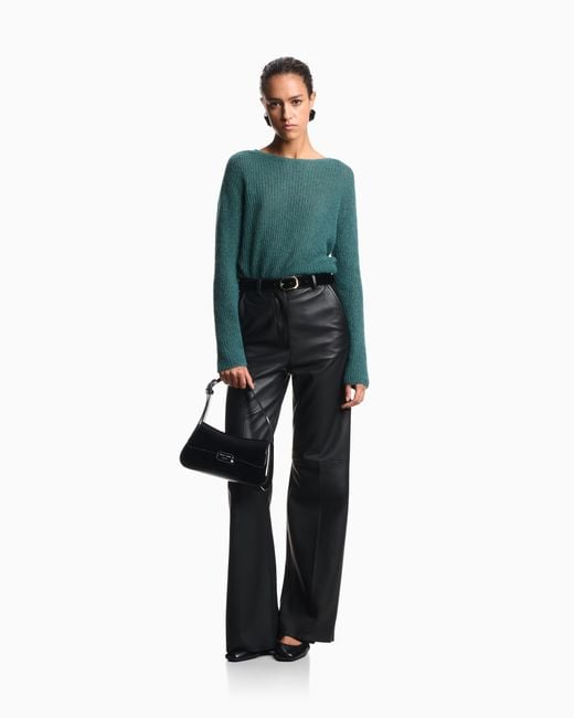 Emporio Armani Green Alpaca Wool-Blend, Crew-Neck Jumper