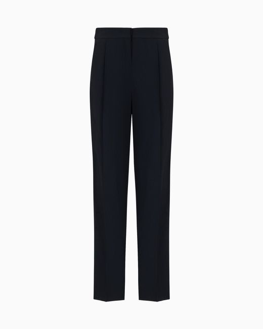 Emporio Armani Blue Envers-Satin Trousers With Pleats