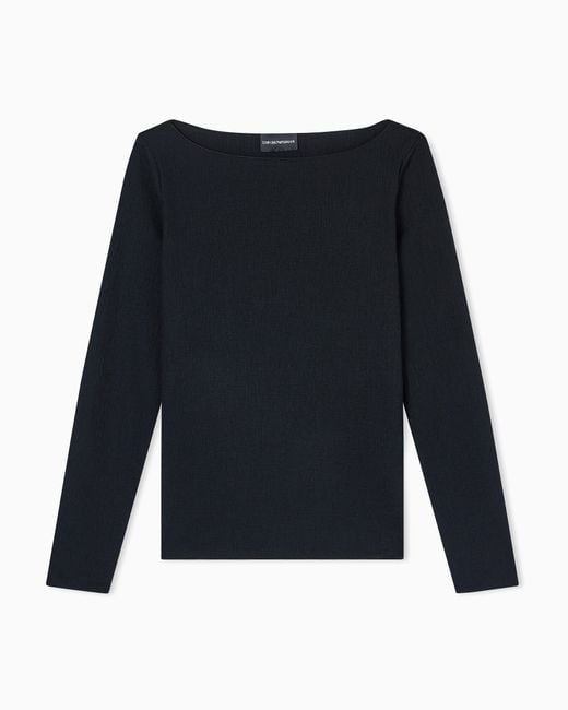 Emporio Armani Blue Boat Neck Jumper
