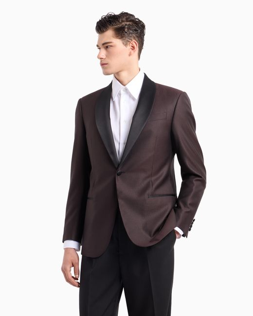 Emporio Armani Brown Virgin Wool Formal Jacket for men