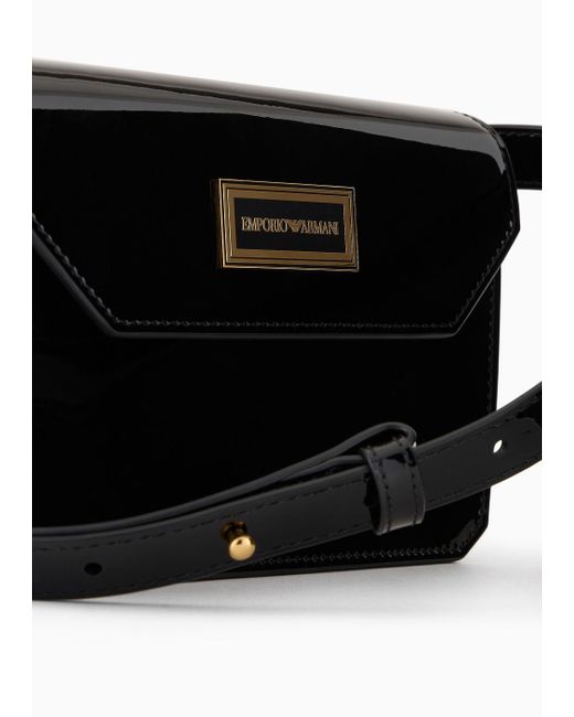 Emporio Armani Black Mon Amour Shoulder Bag In Patent Leather for men