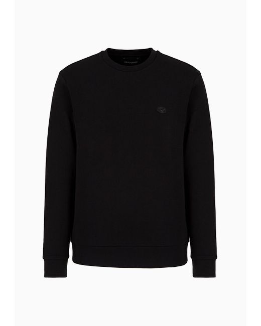 Emporio Armani Sweatshirt Mit Rundhalsausschnitt Mit Kleinem Logo-patch in Black für Herren