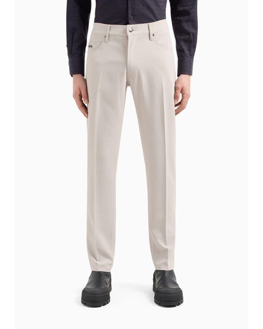Pantalones J05 Slim Fit En Tejido Canneté Emporio Armani de hombre de color Natural