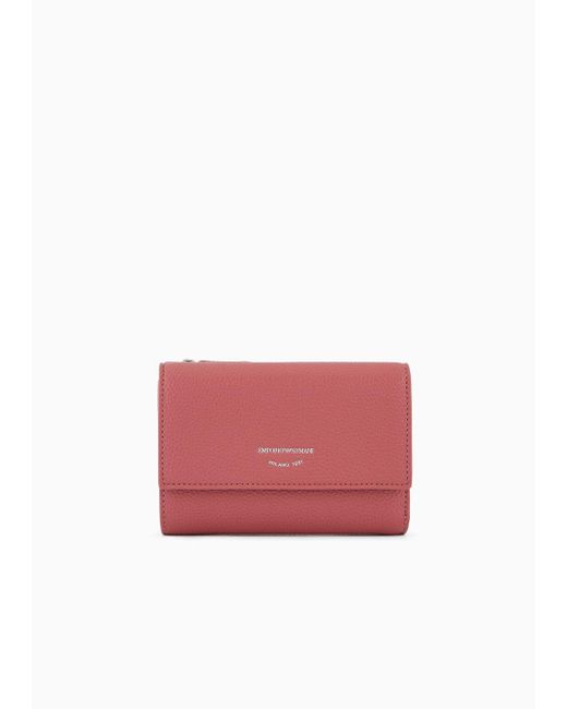 Emporio Armani Red Myea Bifold Wallet With Deer Print