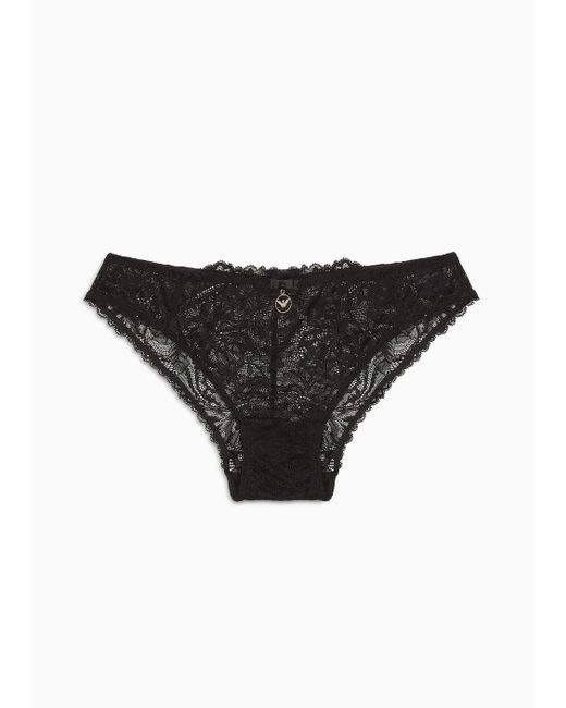 Emporio Armani Black Asv Eternal Lace Recycled Lace Briefs