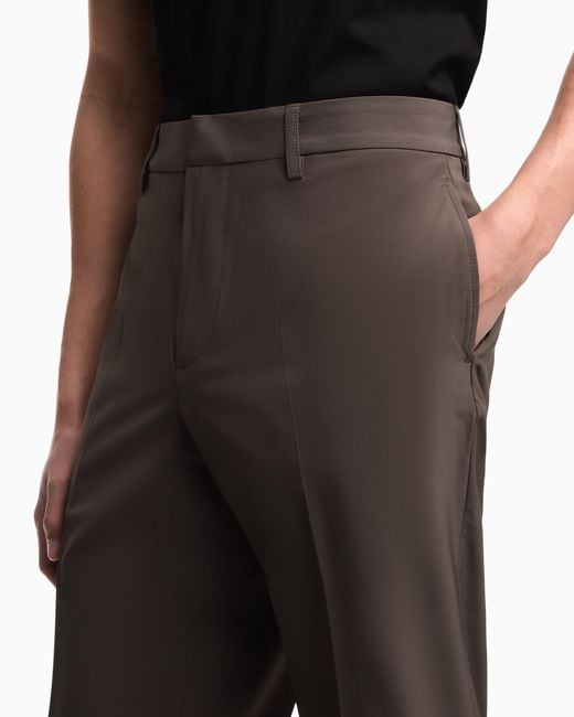 Emporio Armani Brown Nylon Viscose Blend Trousers for men