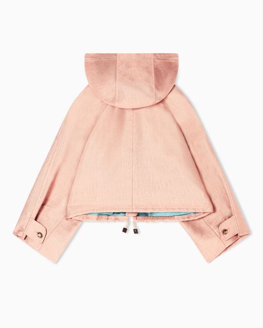 Emporio Armani Pink Icon Basketweave Fabric Hooded Blouson