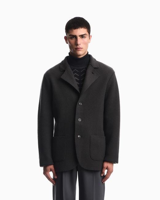 Emporio Armani Black Signature Capsule Collection Boiled Wool Jacket for men