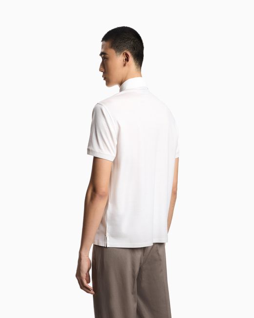 Emporio Armani White Rounded Micro Eagle Polo Shirt for men