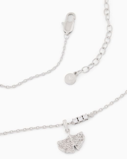 Emporio Armani White Tone Brass Pendant Necklace