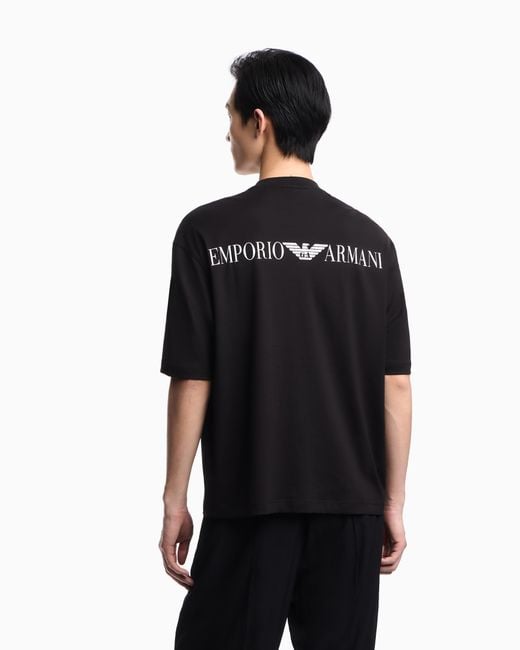 Emporio Armani Black Logo-Print T-Shirt for men