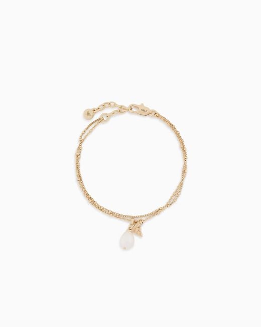 Emporio Armani White Tone Brass Pendant Bracelet