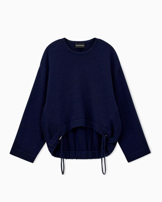 Emporio Armani Blue Shaved Virgin Wool Sweater Travel Essential