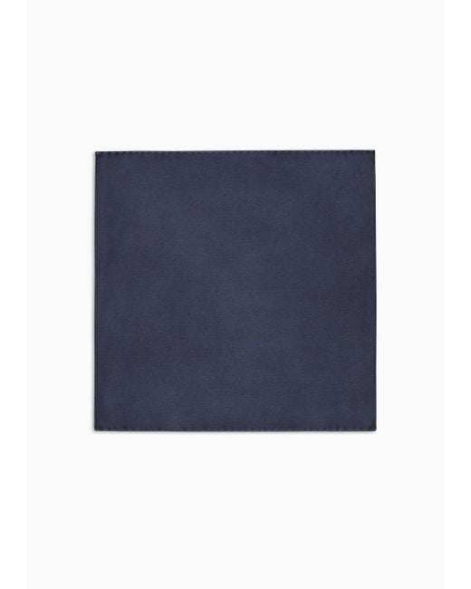 Emporio Armani Blue Pure Silk Pocket Square With Jacquard Micro-motif for men