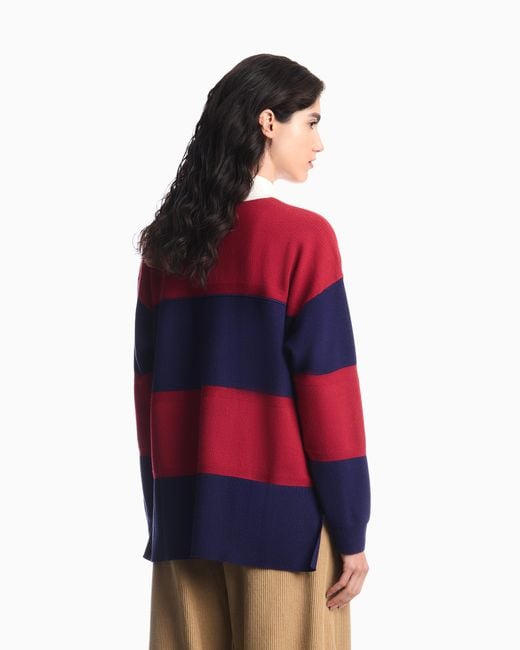 Emporio Armani Red Boteh Capsule Collection Polo-Collar Jumper