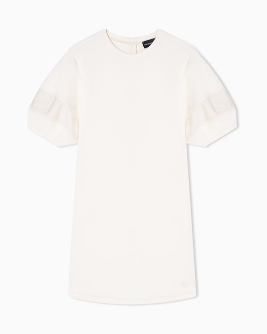 Emporio Armani White Stretch Double Jersey Dress With Rayon Insert