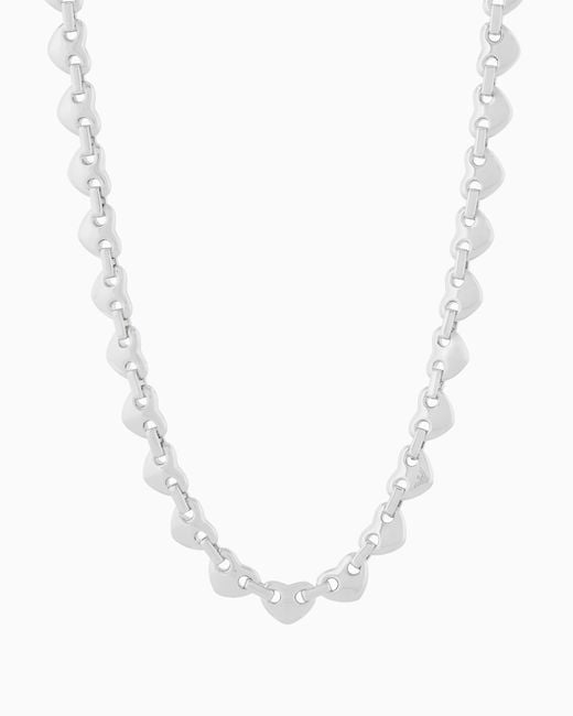 Emporio Armani White Tone Brass Heart Chain Bracelet