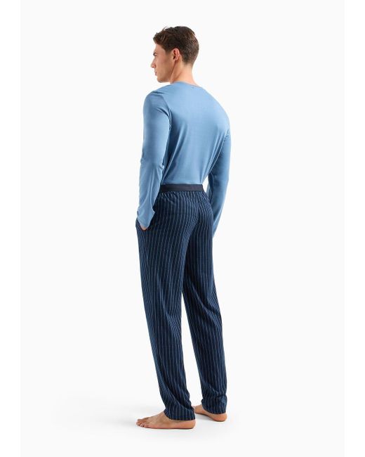Emporio Armani Blue Pattern-mix, Comfort-fit Pyjamas for men