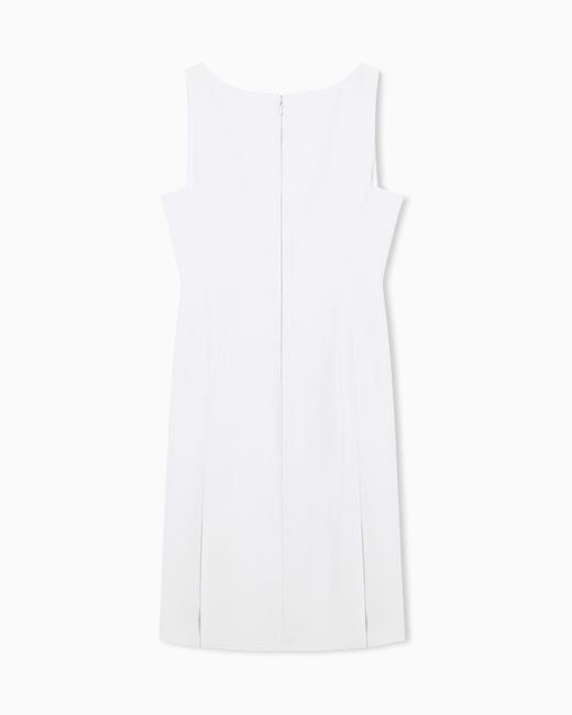 Emporio Armani White Slim Sleeveless Dress With A Boat Neckline And Back Zip