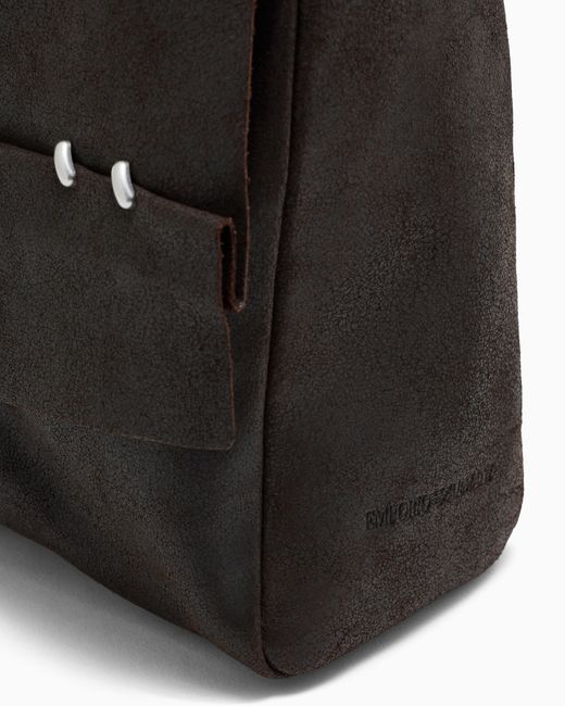 Emporio Armani Black Waxed Suede Messenger Bag for men