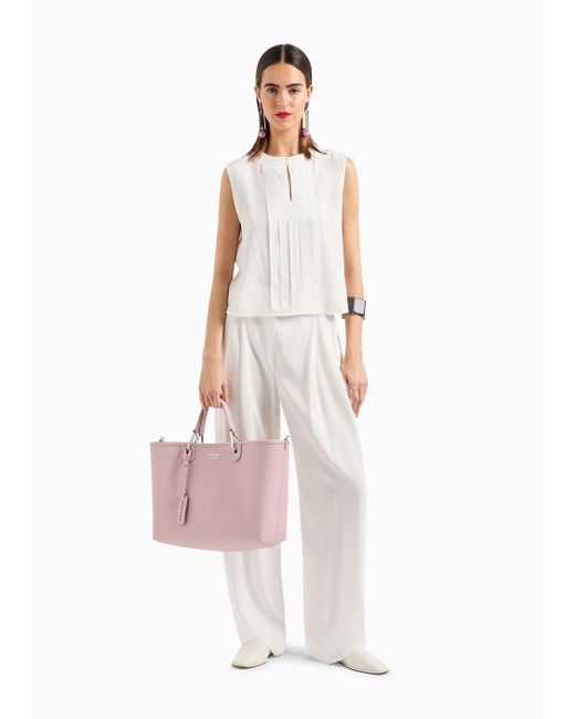 Emporio Armani Pink Medium Myea Shopper Bag With Deer Print