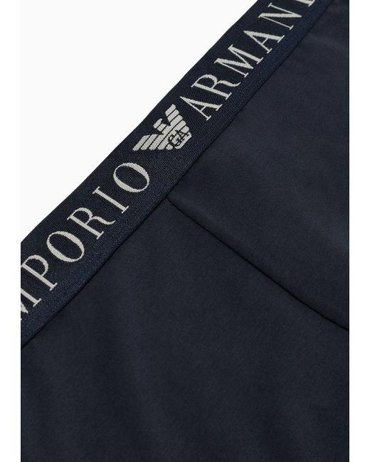 Emporio Armani Blue Superfine Cotton Boxer Briefs With Logo Waistband for men