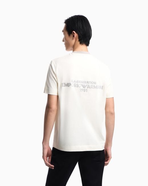 Emporio Armani White Heavy Jersey T-Shirt With Ea Generation Embroidery for men