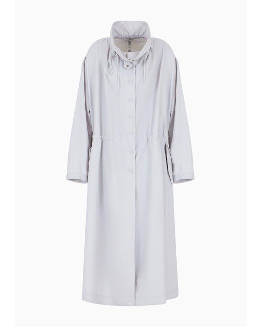Trench-coat En Crêpe De Nylon Avec Cordon De Serrage Emporio Armani en coloris White
