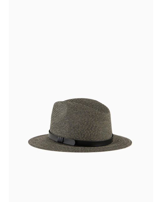 Emporio Armani Black Zweifarbiger Hut Aus Papiergeflecht
