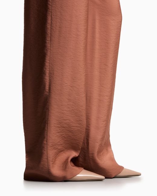 Emporio Armani Brown Icon Modal Muslin Elasticated-Waist Trousers
