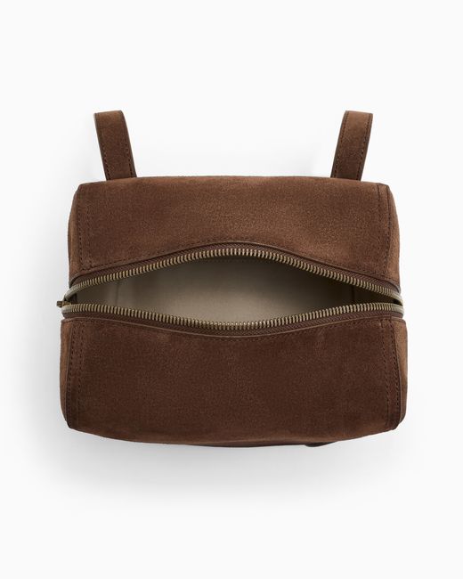 Emporio Armani Brown Suede Bowling Bag With Shoulder Strap for men