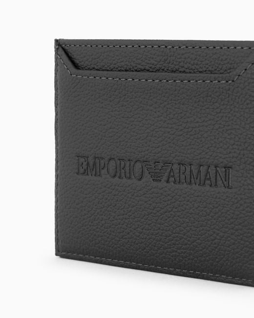 Emporio Armani White Tumbled Leather Card Holder for men