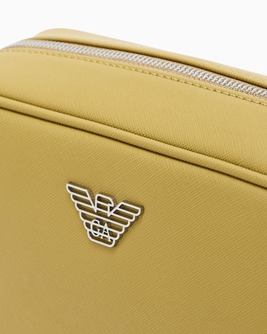 Emporio Armani Yellow Saffiano Beauty Case With A Side Handle And Metallic Logo for men