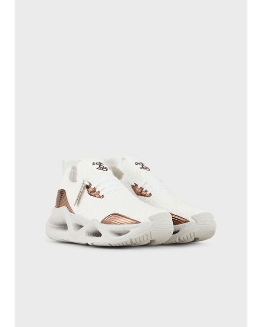 Emporio Armani White Infinity Evolution Slip-ons In Knit