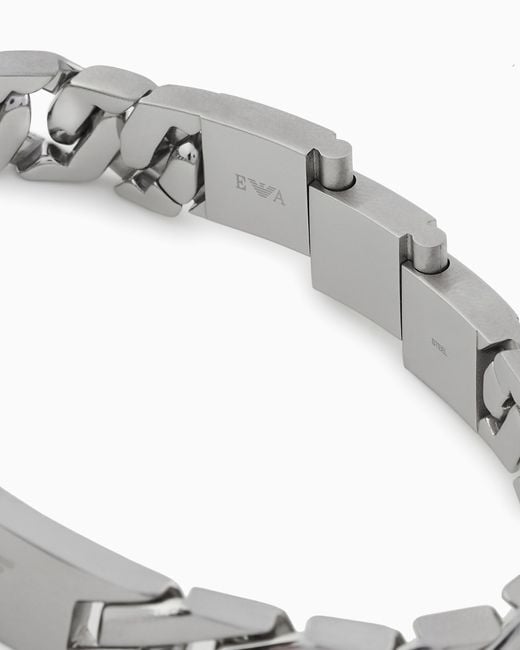 Emporio Armani White Stainless Steel Chain Bracelet for men