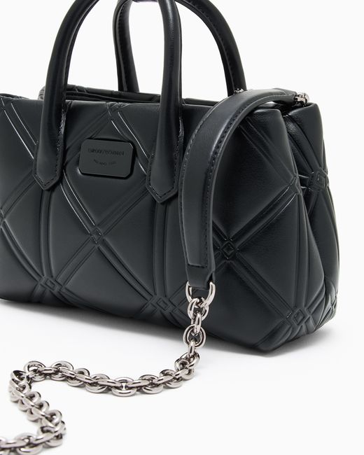 Emporio Armani Blue Nappa Leather-Effect Mini Bag With Embossed Motif