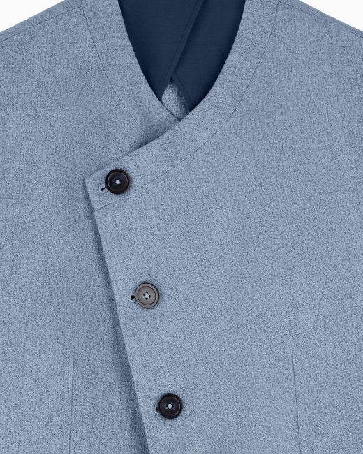 Emporio Armani Blue Icon Jacket With Diagonal Fastening for men