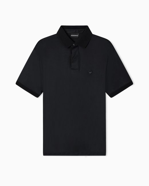 Emporio Armani Black Rounded Micro Eagle Polo Shirt for men