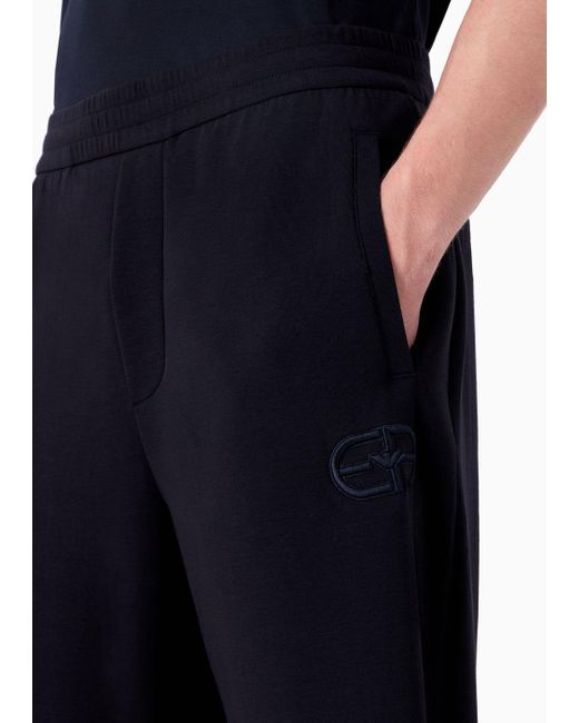 Pantaloni Jogger In Double Jersey Con Ricamo Logo Ea A Rilievo di Emporio Armani in Blue da Uomo