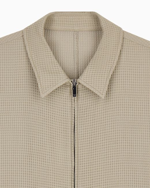 Emporio Armani Natural 3D Waffle-Effect Wool-Jersey Zip-Up Jacket for men