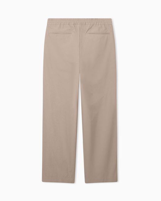 Emporio Armani Natural Regular Fit Cotton Poplin Trousers With Elasticated Waist for men