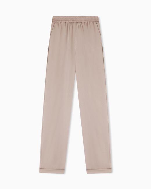 Emporio Armani White Twill Crêpe Trousers With Elasticated Waist