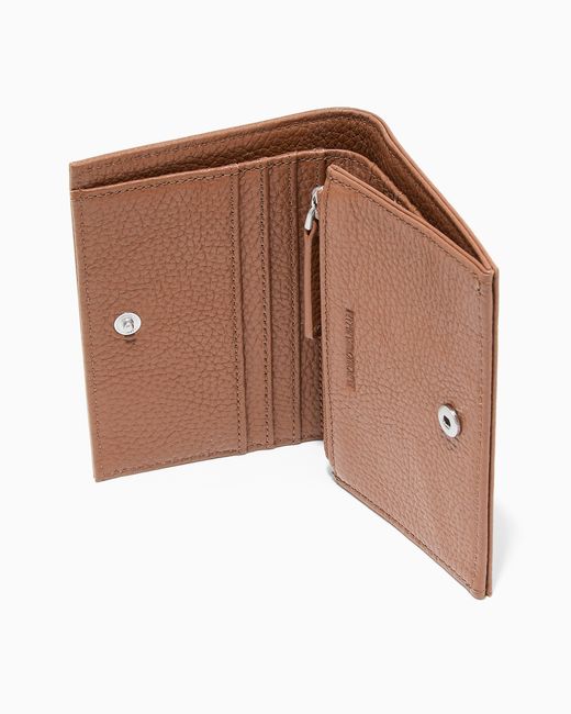 Emporio Armani White Tumbled Leather Compact Wallet for men
