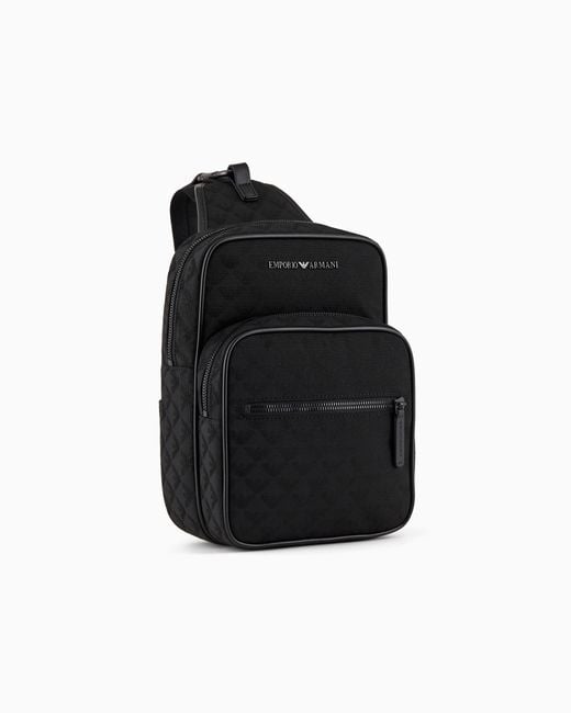 Emporio Armani Black One Shoulder Backpack for men