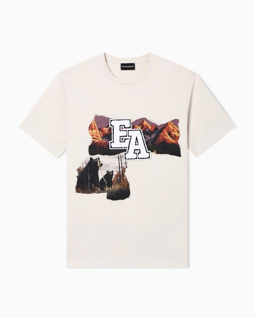 Emporio Armani White Après Mountain-Print Jersey T-Shirt for men
